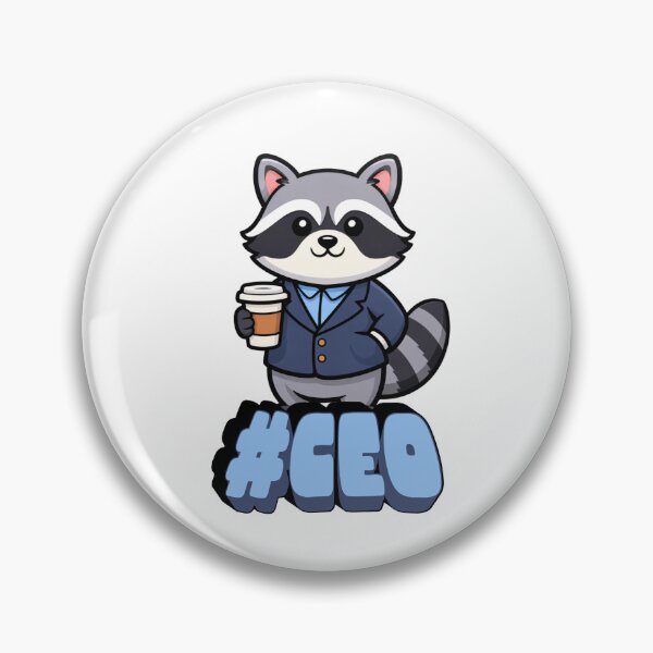 Artikelvorschau, Waschbär-CEO mit Kaffee – Niedliche Illustration eines tierischen Chefs entworfen und verkauft von SimplyJasper.