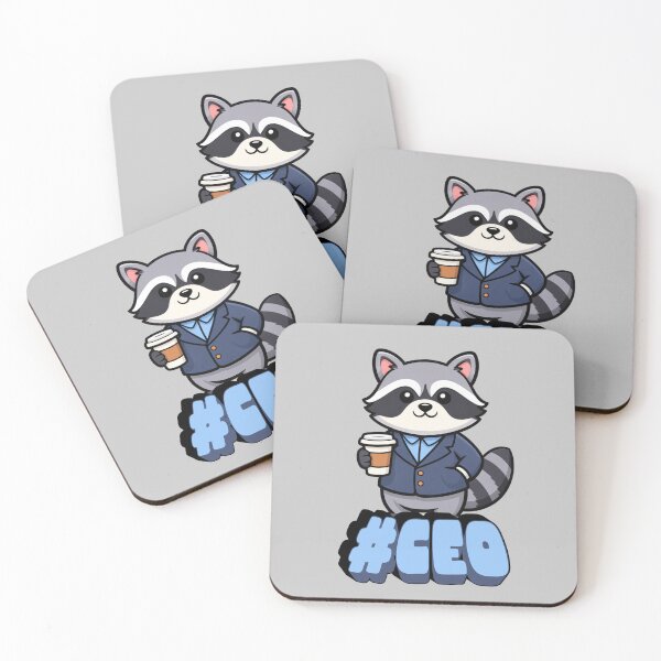 Item preview, CEO Raccoon with Coffee – Cute Boss Animal Illustration designed and sold by SimplyJasper.