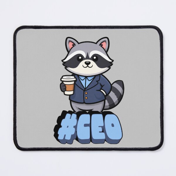 Item preview, CEO Raccoon with Coffee – Cute Boss Animal Illustration designed and sold by SimplyJasper.