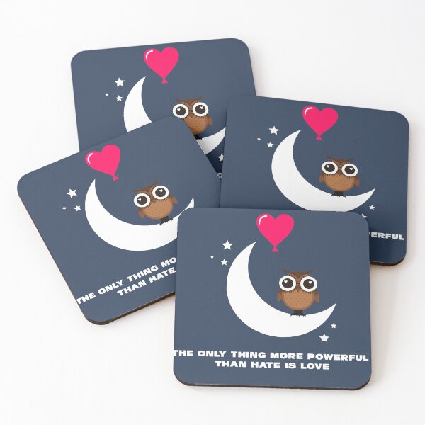 Item preview, The Only Thing More Powerful Than Hate Is Love – Cute Owl Moon Valentine Quote Design designed and sold by PixelWaveBD.