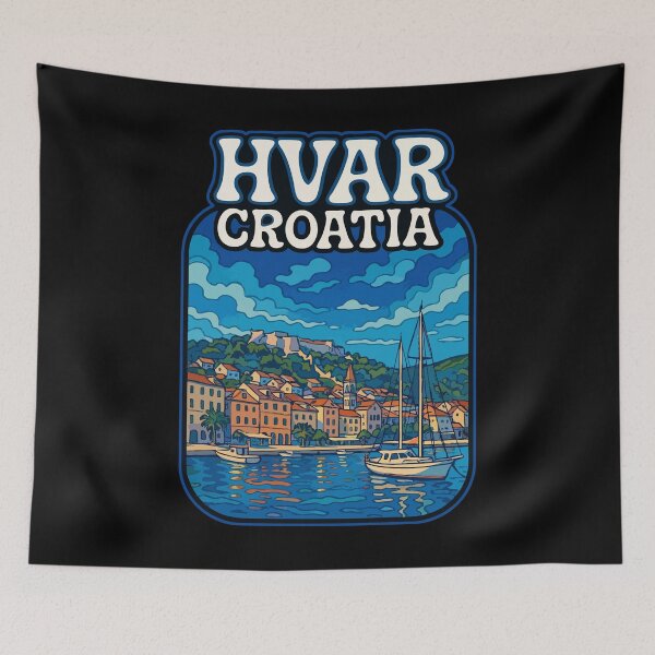 Item preview, Hvar Island Croatia Trippy Art Travel designed and sold by TomFrontierArt.