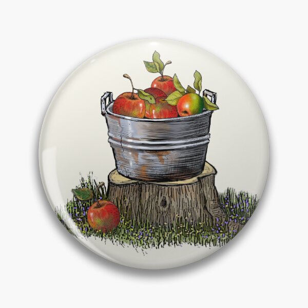 Item preview, Tub of Apples on Tree Stump Illustration designed and sold by JoyfulWhimsy.