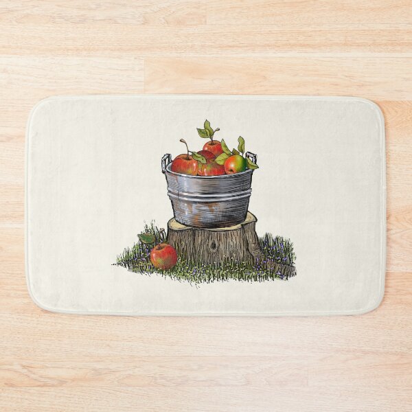 Item preview, Tub of Apples on Tree Stump Illustration designed and sold by JoyfulWhimsy.