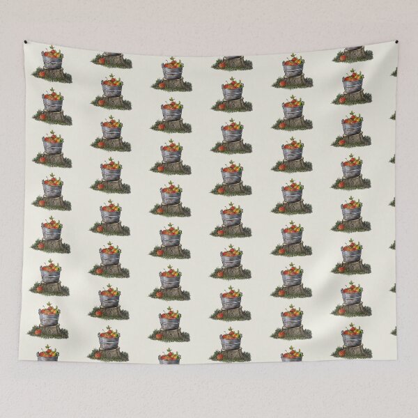 Item preview, Tub of Apples on Tree Stump Illustration designed and sold by JoyfulWhimsy.