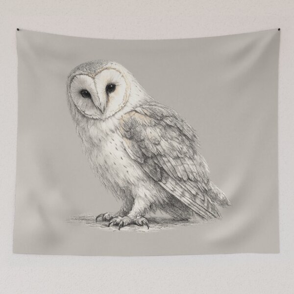 Item preview, Contemplative Barn Owl Pencil Wildlife Illustration designed and sold by ChirpInc.