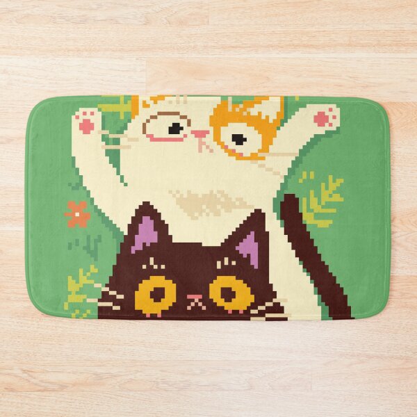 Item preview, Caught U! Cute Pixel Art Cats Spying - Black & Calico Cat designed and sold by bitwoofstudio.