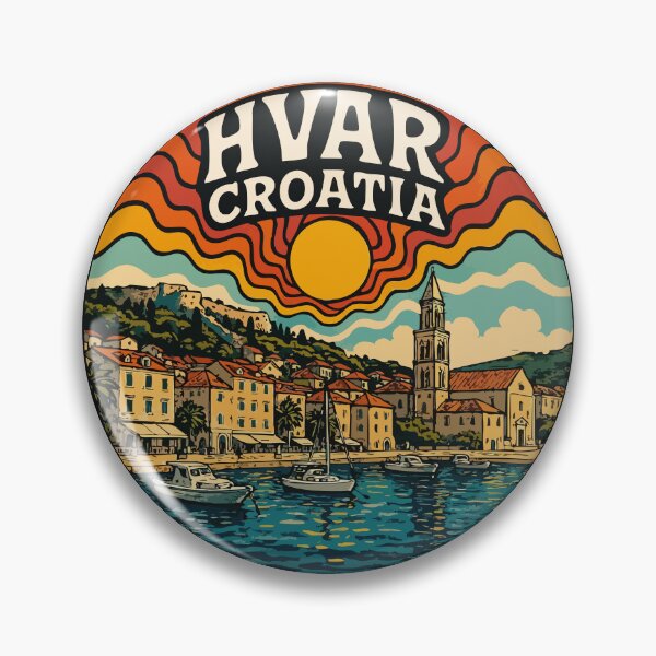 Item preview, Hvar Island Croatia Retro Trippy Art designed and sold by TomFrontierArt.