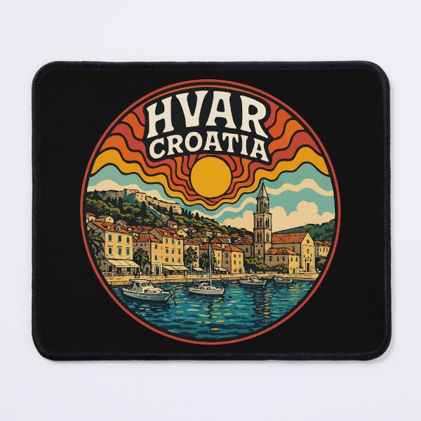 Item preview, Hvar Island Croatia Retro Trippy Art designed and sold by TomFrontierArt.