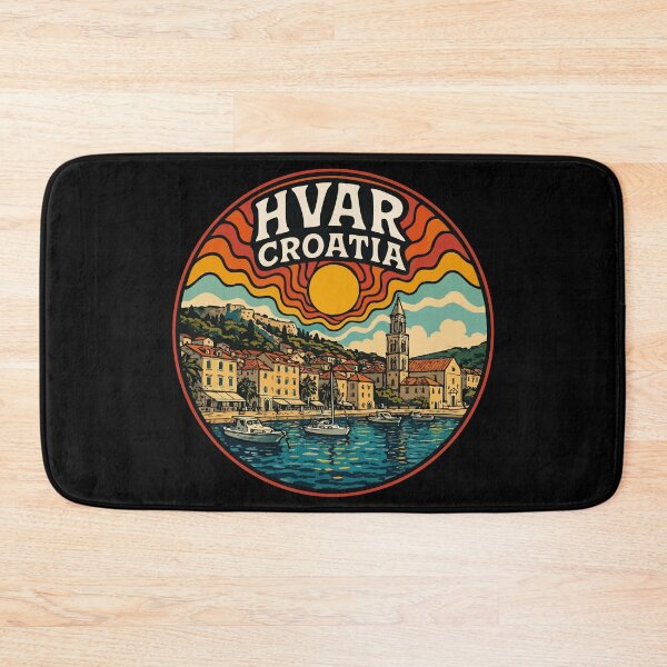 Item preview, Hvar Island Croatia Retro Trippy Art designed and sold by TomFrontierArt.