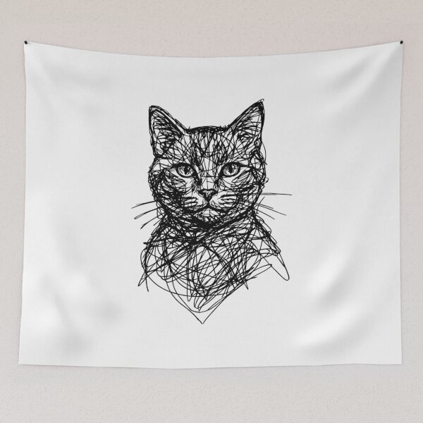 Item preview, Minimalist Abstract Cat Scribble – Modern Aesthetic Ink Sketch designed and sold by rhonstoppable27.