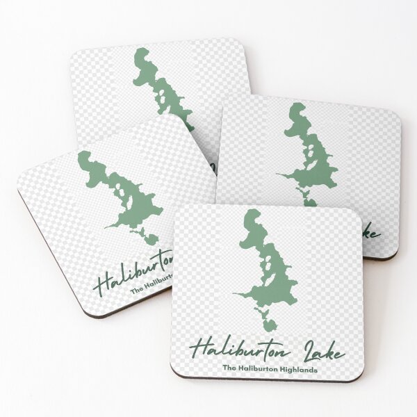 Item preview, Haliburton Lake, Ontario - Vintage Green Minimalist Map designed and sold by GranitePaddle.