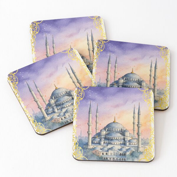 Item preview, Blue Mosque Minarets - Vertical Sunset Watercolor designed and sold by TheDesignDen21.