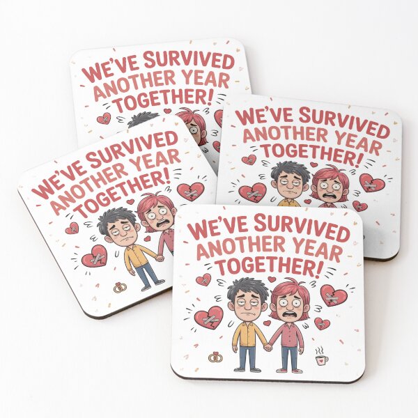 Item preview, We've Survived Another Year Together – Funny Exhausted Anniversary Couple designed and sold by Midnight Veil Designs.