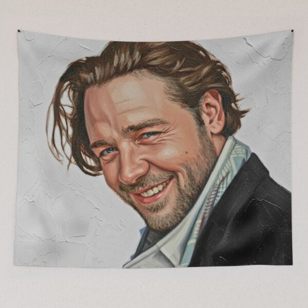 Item preview, The Rogue’s Grin: Russell Crowe Expressive Impasto Portrait designed and sold by Art's Diner.