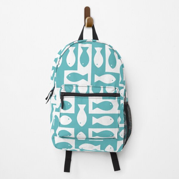 Item preview, Minimal Retro Fish Pattern – Mid Century Coastal Blue Geometric Design designed and sold by silent ocean.
