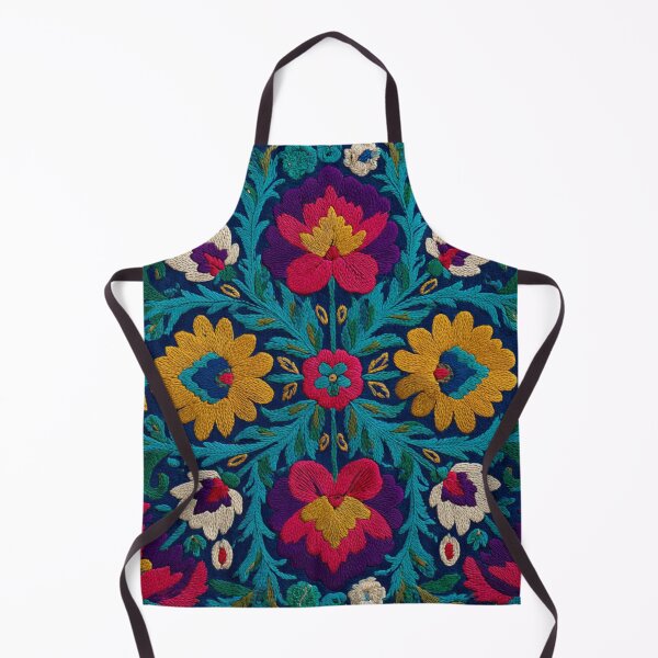 Item preview, Uzbekistan Nim Embroidery Floral Blue Carpet designed and sold by GrinGalore.