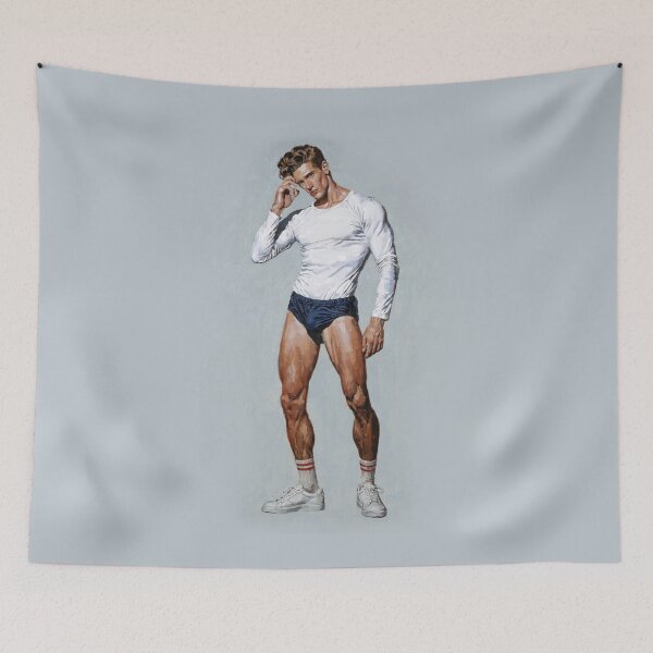 Item preview, Retro Athletic Male Illustration – Vintage Fitness Art designed and sold by gayishdesign.