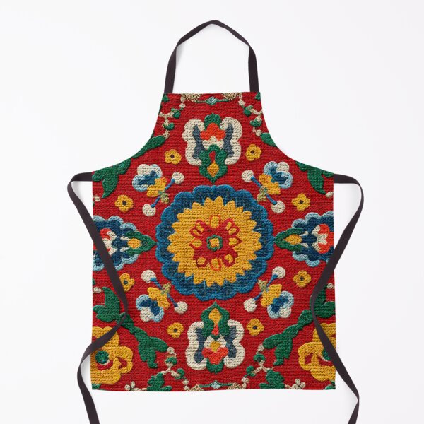 Item preview, Uzbekistan Neem Embroidery Floral Red Carpet designed and sold by GrinGalore.