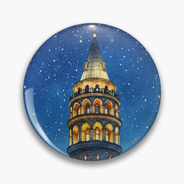 Item preview, Galata Tower - Starry Indigo Night water color art designed and sold by TheDesignDen21.