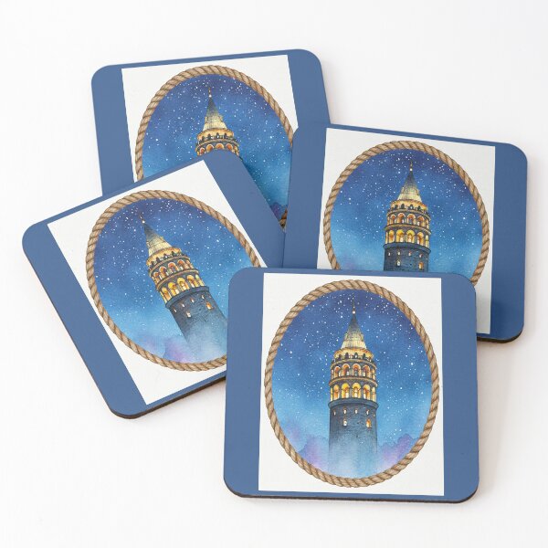 Item preview, Galata Tower - Starry Indigo Night water color art designed and sold by TheDesignDen21.