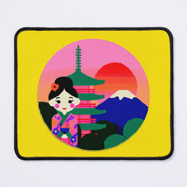 Item preview, Kawaii Geisha Fuji Pagoda Sunset designed and sold by bubblegoth.
