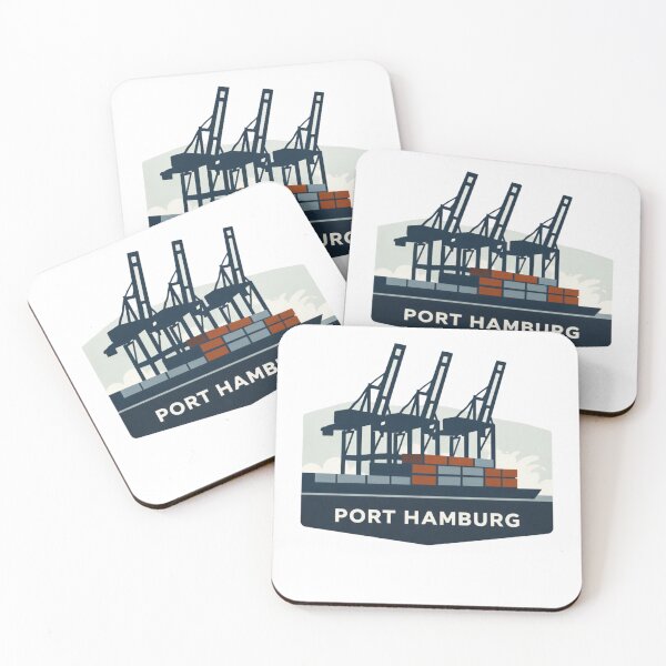 Item preview, Port of Hamburg – Stylish harbor design with container cranes | Maritime City Illustration designed and sold by FrenchieFever.