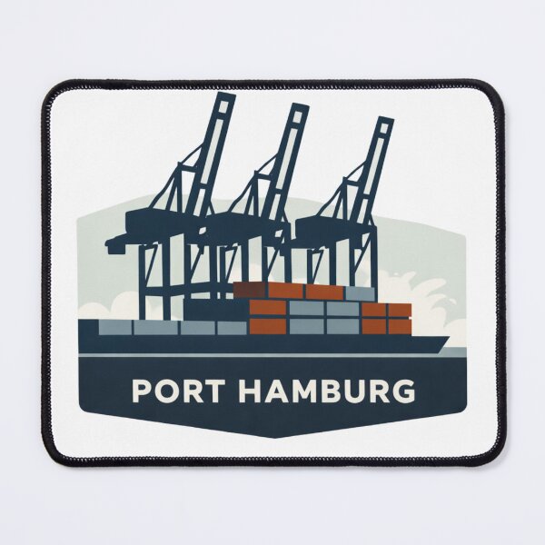 Item preview, Port of Hamburg – Stylish harbor design with container cranes | Maritime City Illustration designed and sold by FrenchieFever.