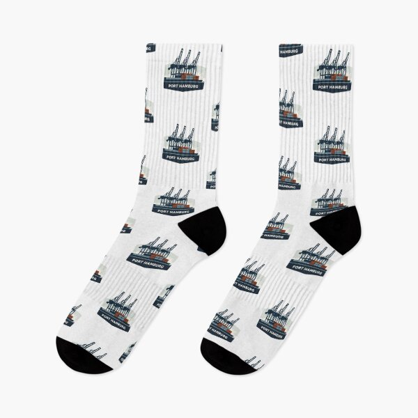 Item preview, Port of Hamburg – Stylish harbor design with container cranes | Maritime City Illustration designed and sold by FrenchieFever.