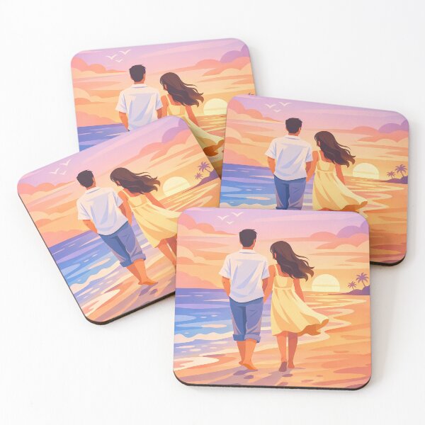 Item preview, Sunset Beach Walk Minimalist Illustration designed and sold by tissuelagens.
