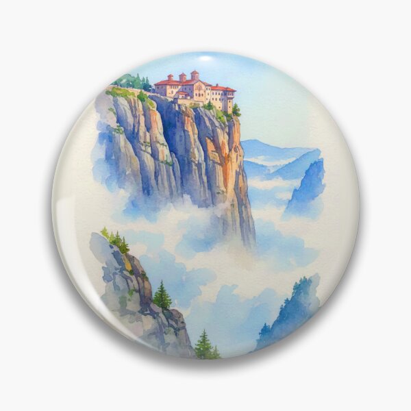 Item preview, Sumela Monastery - Misty Cliffside Watercolor designed and sold by TheDesignDen21.