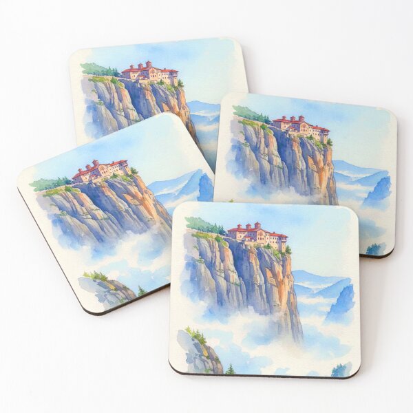 Item preview, Sumela Monastery - Misty Cliffside Watercolor designed and sold by TheDesignDen21.