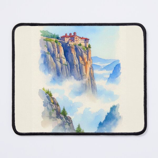 Item preview, Sumela Monastery - Misty Cliffside Watercolor designed and sold by TheDesignDen21.