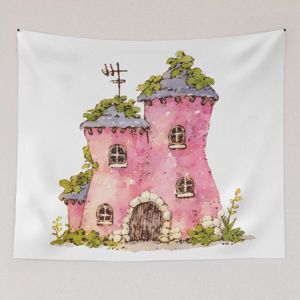 Item preview, Mossy Roof Pink Storybook Cottage designed and sold by bubblegoth.