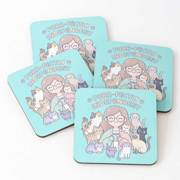 Item preview, Purr-fectly Independent – Kawaii Cat Lady Aesthetic Pastel Art designed and sold by AOG-DESIGNS.