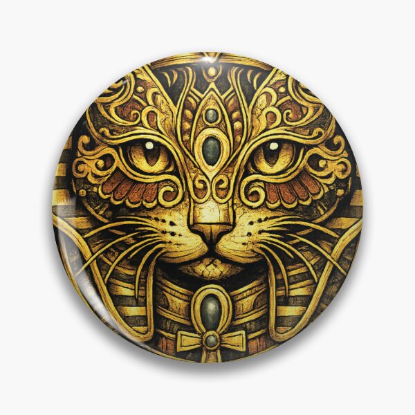Item preview, Golden Pharaoh Cat: Sacred Ankh & Bastet Illustration designed and sold by GulfSignature.