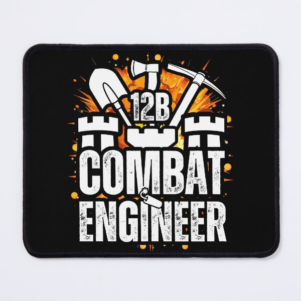 Item preview, 12B Combat Engineer – Explosive Army MOS Design with Castle Top & Tools for Soldiers, Veterans & Military Families Distressed White Font designed and sold by GFamilyC.