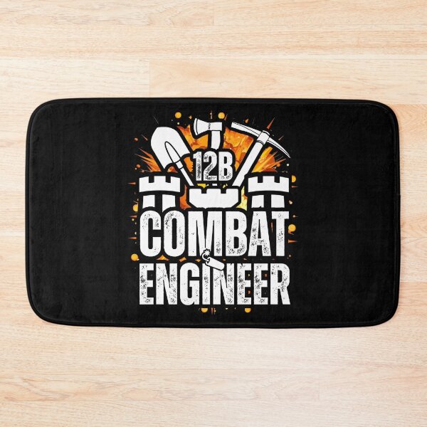 Item preview, 12B Combat Engineer – Explosive Army MOS Design with Castle Top & Tools for Soldiers, Veterans & Military Families Distressed White Font designed and sold by GFamilyC.