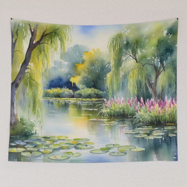 Item preview, Weeping willows by the water lily pond designed and sold by Kraftbaum.