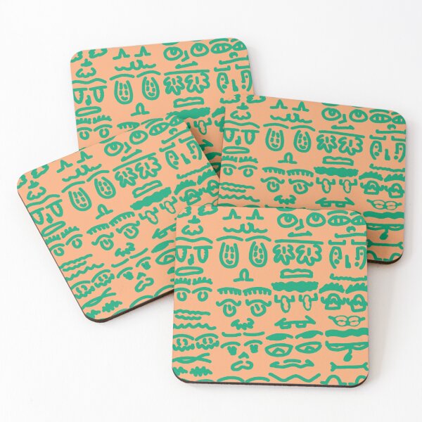 Item preview, Abstract Doodle Faces Pattern – Modern Tribal Folk Art Surface Design designed and sold by felipemaldonadoart.