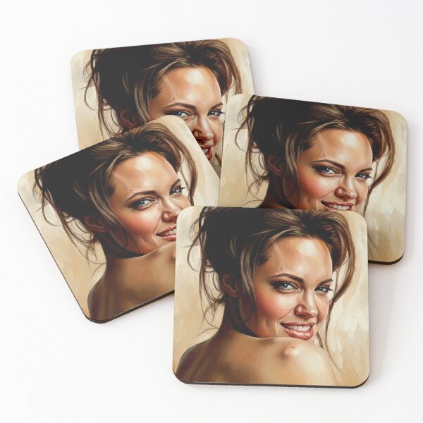 Item preview, Radiant Grace: Angelina Jolie Sunkissed Impasto Portrait designed and sold by Art's Diner.