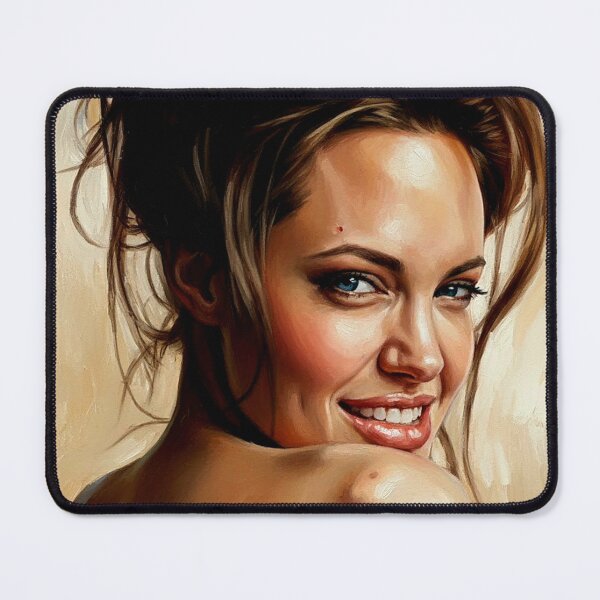 Item preview, Radiant Grace: Angelina Jolie Sunkissed Impasto Portrait designed and sold by Art's Diner.