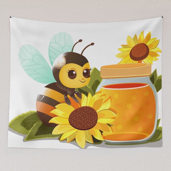 Item preview, Cute Bee and Sunflowers Illustration designed and sold by DesignbyAnnaM.