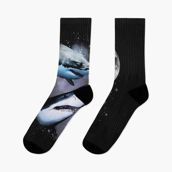 Item preview, Three Sharks Vintage Moon Graphic Classic T-Shirt – Retro Cosmic Ocean Aesthetic designed and sold by STAATI.