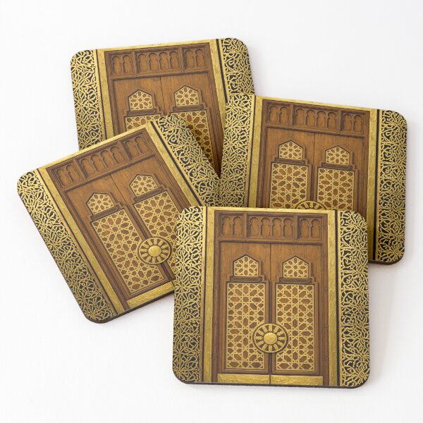 Item preview, Geometric Golden Mosque Door – Makkah & Madina Inspired Islamic Art designed and sold by D-Islamic.