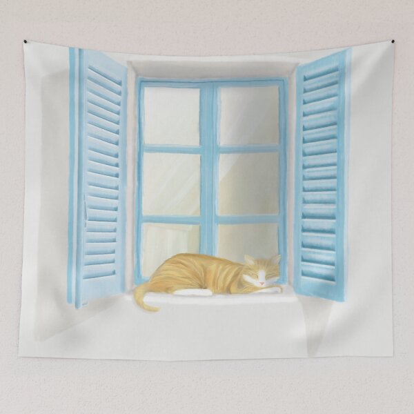 Item preview, Ginger cat on window designed and sold by Magali-Ladou.