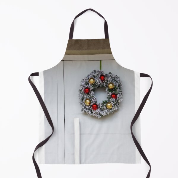 Item preview, Festive Snowy Wreath Adorned with Red and Gold Ornaments Hanging on Door designed and sold by Nmallia.
