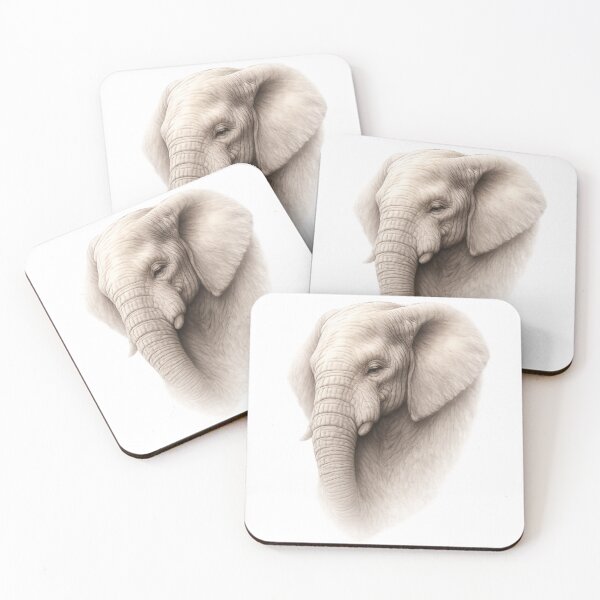 Item preview, Contemplative Elephant Portrait Pencil Style Wildlife Illustration designed and sold by ChirpInc.