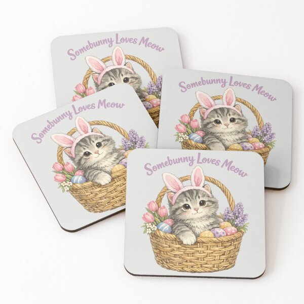 Item preview, Somebunny Loves Meow - Easter Kitten Pun designed and sold by DigitalGlade.