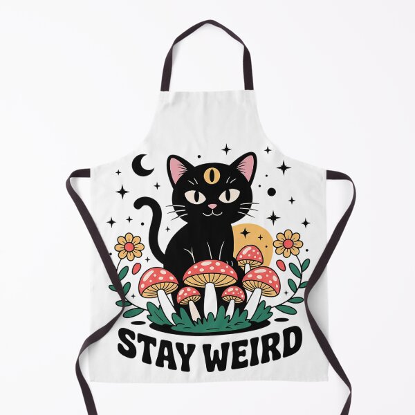 Item preview, Stay Weird Black Cat Mushroom Third Eye Art designed and sold by SurfGlitch.
