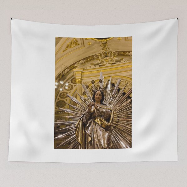 Item preview, Radiant Virgin Mary Statue With Starburst Halo In Ornate Gold Cathedral Interior designed and sold by Nmallia.